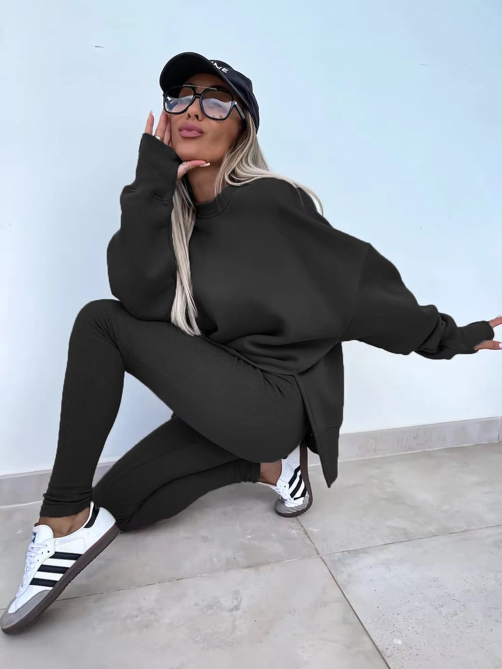 Casual Loose-Fitting Sweater Tight Pants 2 Piece Suit Mssza