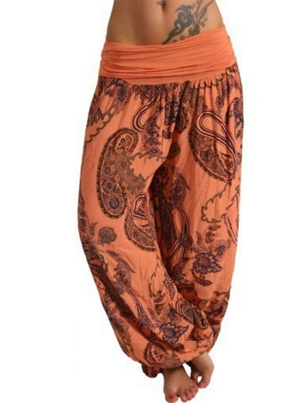 Casual Loose Floral Print High Waist Wide Leg Yoga Pants Mssza