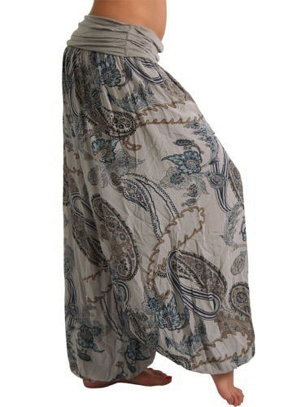 Casual Loose Floral Print High Waist Wide Leg Yoga Pants Mssza