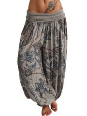 Casual Loose Floral Print High Waist Wide Leg Yoga Pants Mssza