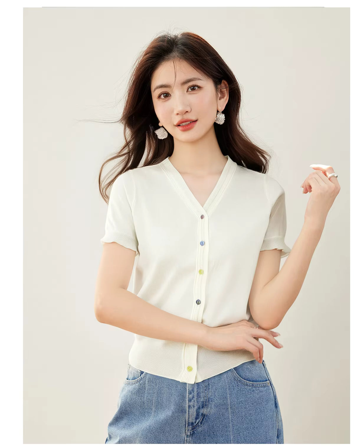 Casual Loose Knitted Sweater Basic Office Vintage Blouse Short Shirts Mssza