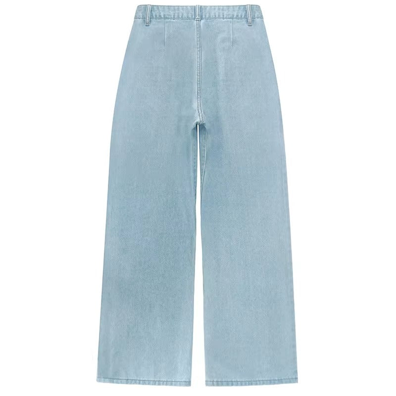 Casual Loose Pocket Street Straight Leg Wide Leg Pants Mssza