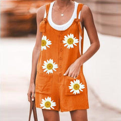 Casual Loose Print Button Pocket Jumpsuit Mssza
