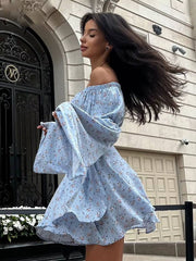 Casual Loose Printed Long Sleeve Crop Top With High Waist Mini Skirt  2 Piece Set Mssza