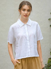 Casual Loose Turn-Down Collar Single-Breasted Short-Sleeved Shirts Mssza