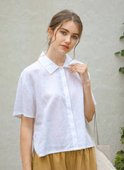 Casual Loose Turn-Down Collar Single-Breasted Short-Sleeved Shirts Mssza