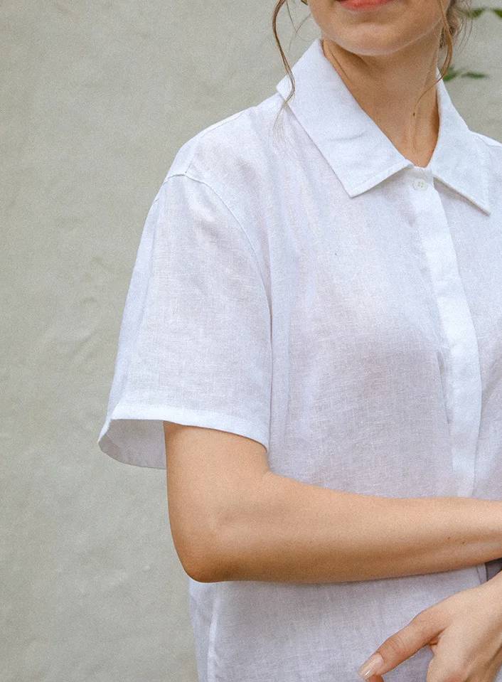 Casual Loose Turn-Down Collar Single-Breasted Short-Sleeved Shirts Mssza