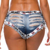 Casual Low Waist USA Flag Printed Denim Skinny Jeans Shorts Mssza