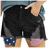 Casual Low Waist USA Flag Printed Denim Skinny Jeans Shorts Mssza