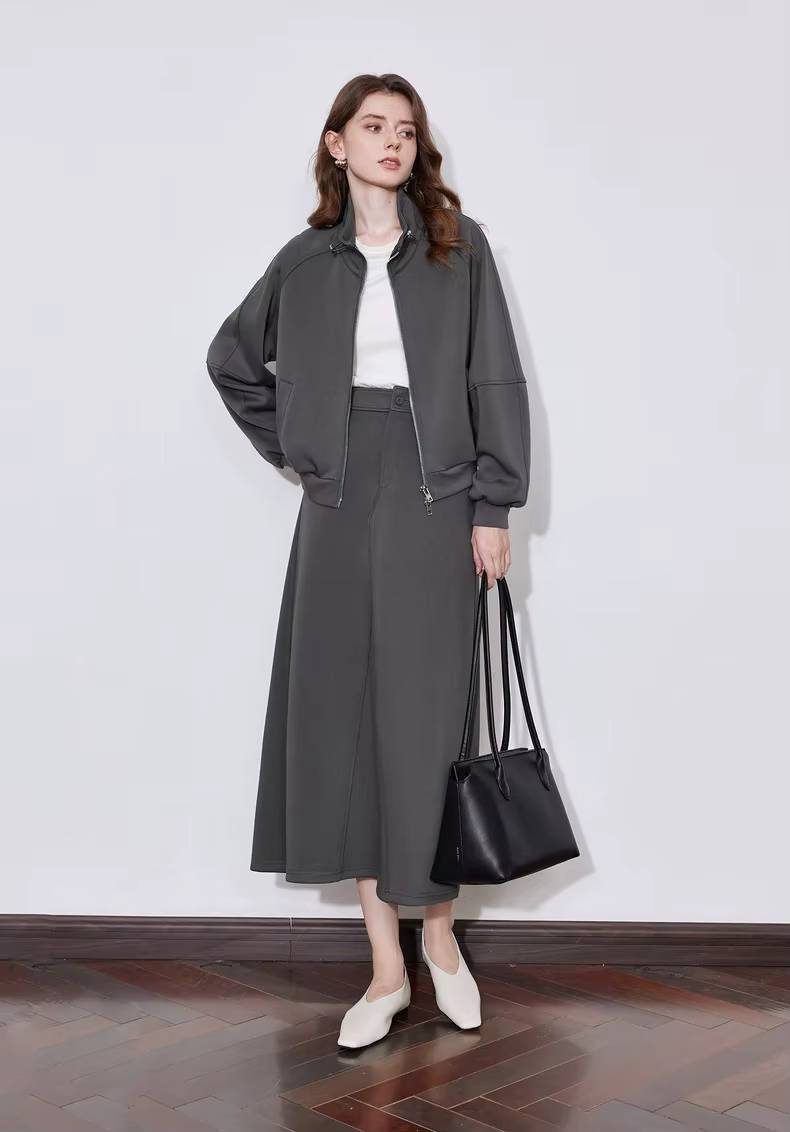 Casual Mid-Calf Skirt With Hoodies Sweatshirt Two Piece Sets Mssza