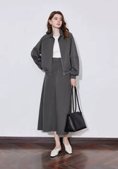 Casual Mid-Calf Skirt With Hoodies Sweatshirt Two Piece Sets Mssza