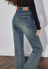 Casual Mid Waist Open Split Flare Leg Long Non Stretch Pants Mssza