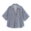 Casual Minimalist Design Linen Blended Wide Sleeve Collar Shirt Mssza