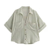 Casual Minimalist Design Linen Blended Wide Sleeve Collar Shirt Mssza