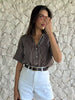 Casual Minimalist Design Linen Blended Wide Sleeve Collar Shirt Mssza