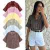 Casual Minimalist Design Linen Blended Wide Sleeve Collar Shirt Mssza