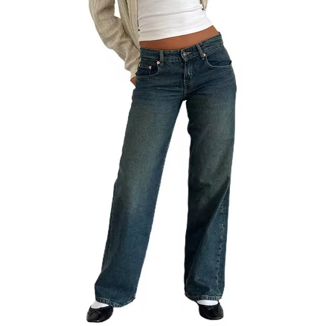 Casual Multi Button Placket Retro Elastic Slimming Stretch Jeans Mssza