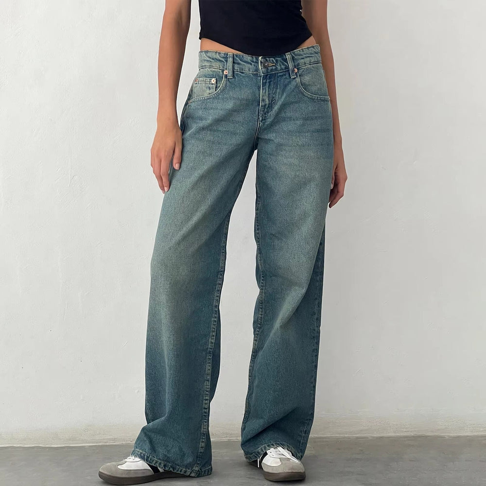 Casual Multi Button Placket Retro Elastic Slimming Stretch Jeans Mssza
