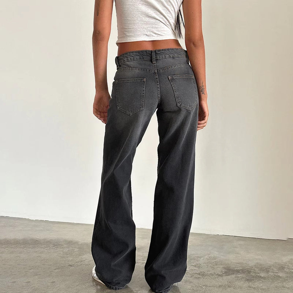 Casual Multi Button Placket Retro Elastic Slimming Stretch Jeans Mssza