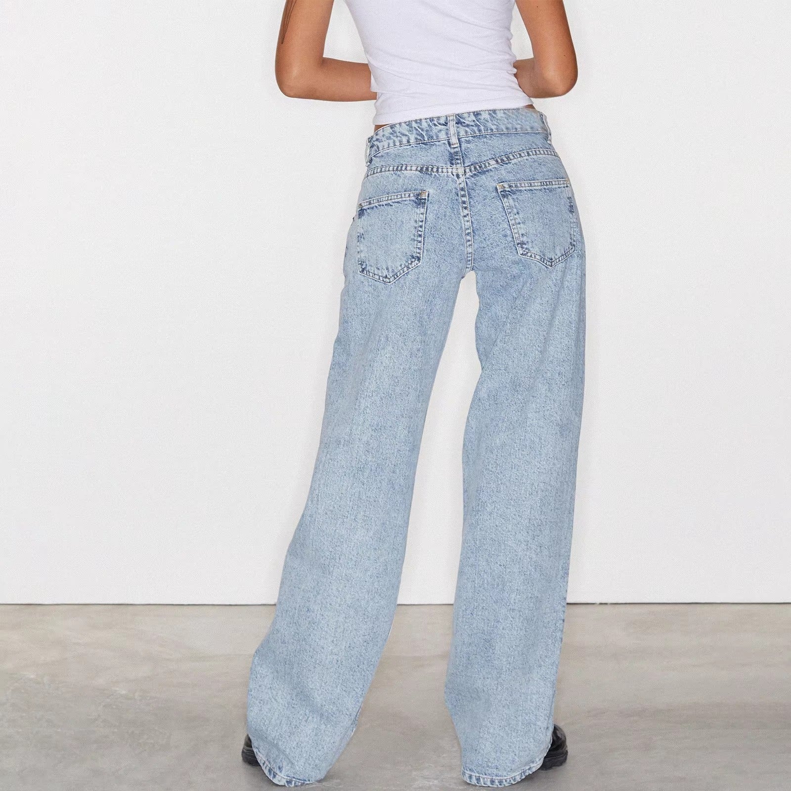 Casual Multi Button Placket Retro Elastic Slimming Stretch Jeans Mssza