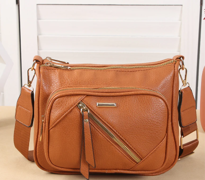 Casual Multi-Layer Multi Zipper Middle-Aged Soft Leather Large Capacity Shoulder Crossbody Bag Mssza