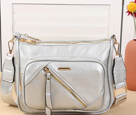 Casual Multi-Layer Multi Zipper Middle-Aged Soft Leather Large Capacity Shoulder Crossbody Bag Mssza