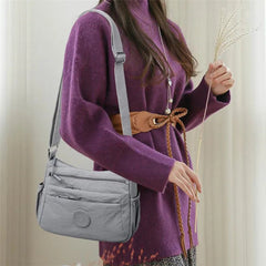 Casual Multi-Layer Solid Color Multi-Pocket Versatile for Commuting Travel Shopping Crossbody Bag Mssza