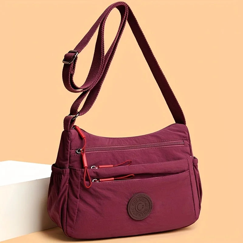 Casual Multi-Layer Solid Color Multi-Pocket Versatile for Commuting Travel Shopping Crossbody Bag Mssza