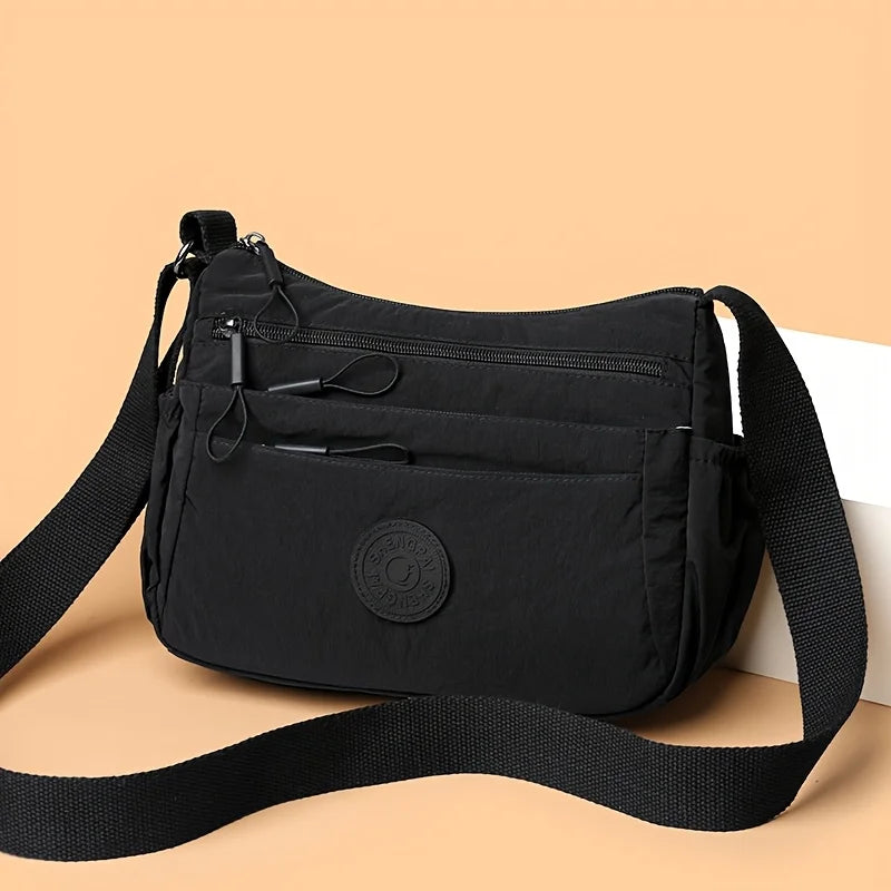Casual Multi-Layer Solid Color Multi-Pocket Versatile for Commuting Travel Shopping Crossbody Bag Mssza