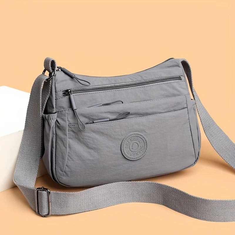Casual Multi-Layer Solid Color Multi-Pocket Versatile for Commuting Travel Shopping Crossbody Bag Mssza