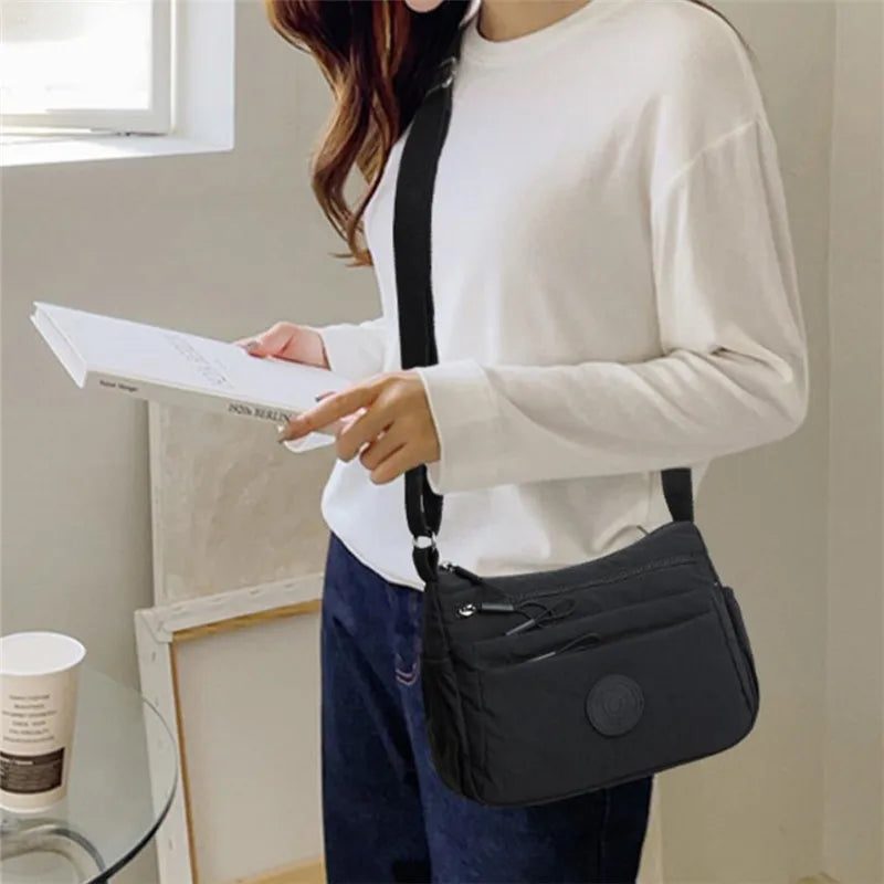 Casual Multi-Layer Solid Color Multi-Pocket Versatile for Commuting Travel Shopping Crossbody Bag Mssza