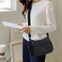 Casual Multi-Layer Solid Color Multi-Pocket Versatile for Commuting Travel Shopping Crossbody Bag Mssza