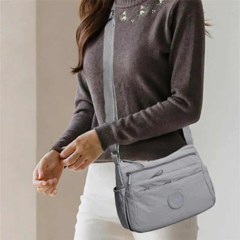 Casual Multi-Layer Solid Color Multi-Pocket Versatile for Commuting Travel Shopping Crossbody Bag Mssza