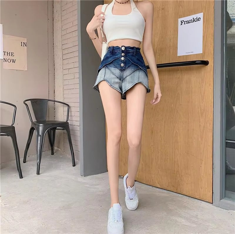 Casual Multiple Buckle Contrast Stitching Short Booty Shorts Mssza