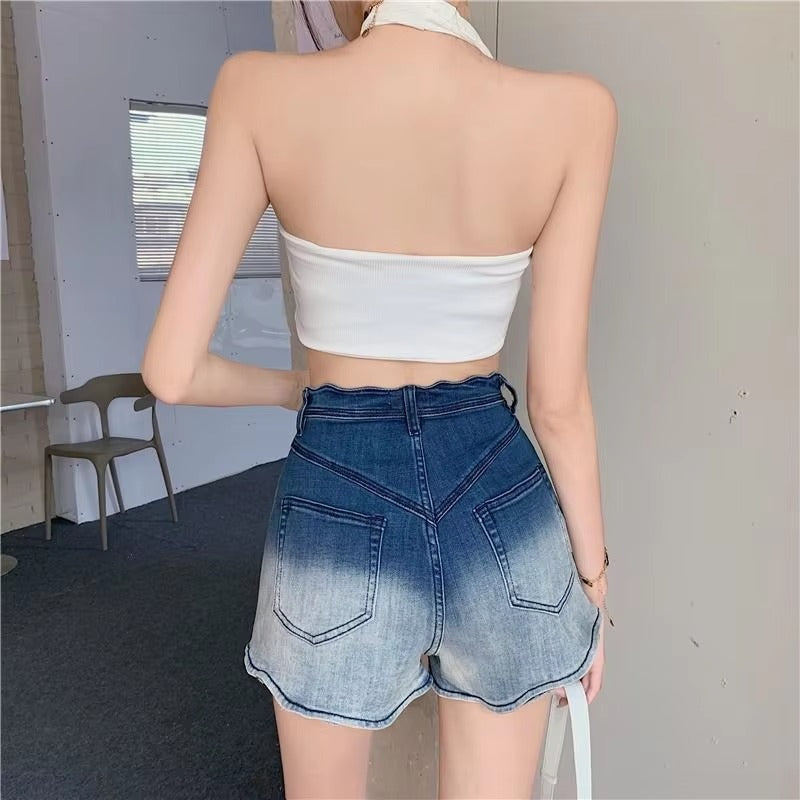 Casual Multiple Buckle Contrast Stitching Short Booty Shorts Mssza