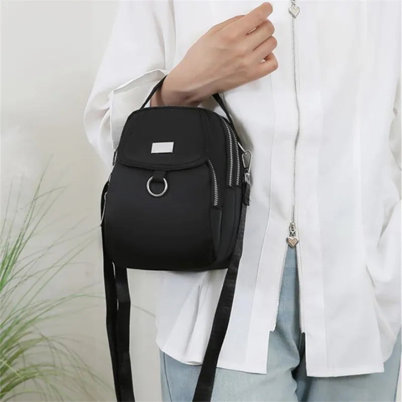 Casual Multiple Zip Pouch Chic Design Lightweight Nylon Shoulder Crossbody Bag Mssza