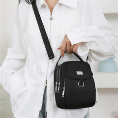 Casual Multiple Zip Pouch Chic Design Lightweight Nylon Shoulder Crossbody Bag Mssza