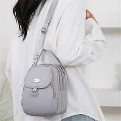 Casual Multiple Zip Pouch Chic Design Lightweight Nylon Shoulder Crossbody Bag Mssza
