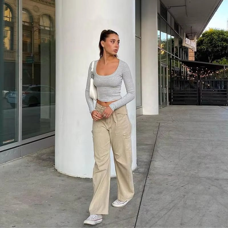 Casual Neck Knitted Stretch Value Skinny Crop T Shirt Mssza