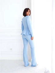 Casual Notched Double Breasted Blazer With High Waist Straight Pants Wedding Formal Wear 2 Piece Pantsuit Mssza