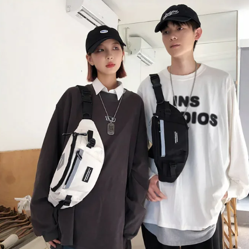 Casual Nylon Eco-Friendly Waist Reflective Collage Student Crossbody Chest Bag Mssza