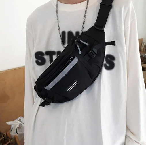 Casual Nylon Eco-Friendly Waist Reflective Collage Student Crossbody Chest Bag Mssza