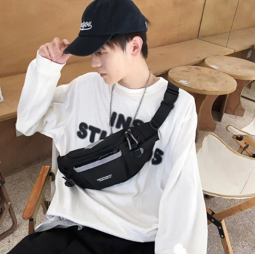 Casual Nylon Eco-Friendly Waist Reflective Collage Student Crossbody Chest Bag Mssza