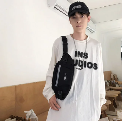 Casual Nylon Eco-Friendly Waist Reflective Collage Student Crossbody Chest Bag Mssza