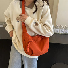 Casual Nylon Fabric High Capacity Leisure Versatile Hobos Messenger Crossbody Shoulder Bag Mssza