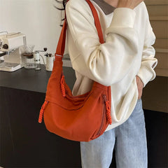 Casual Nylon Fabric High Capacity Leisure Versatile Hobos Messenger Crossbody Shoulder Bag Mssza