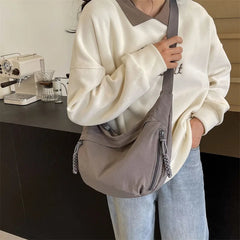 Casual Nylon Fabric High Capacity Leisure Versatile Hobos Messenger Crossbody Shoulder Bag Mssza