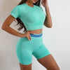 Nylon Seam Pockets Seamless Hip-lifting Short-Sleeved Yoga Sets Mssza