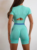 Nylon Seam Pockets Seamless Hip-lifting Short-Sleeved Yoga Sets Mssza