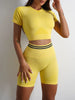 Nylon Seam Pockets Seamless Hip-lifting Short-Sleeved Yoga Sets Mssza